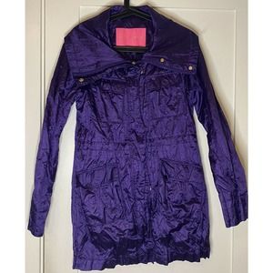 Betsey Johnson shiny metal purple W/gold Accents Size M coat jacket